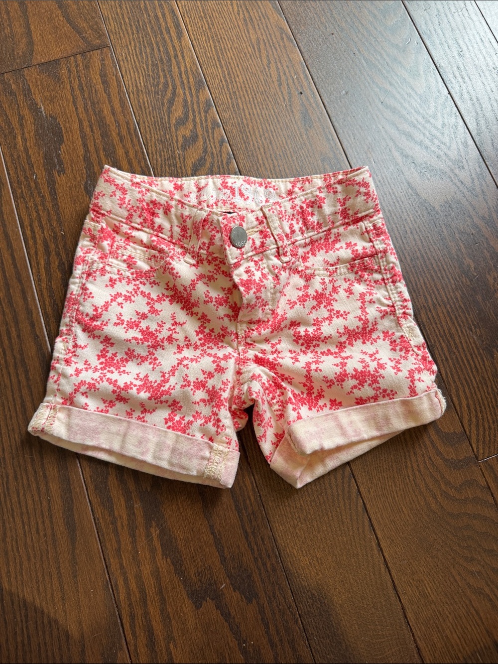 GAP Pink Floral Cuffed Denim Shorts